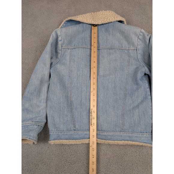 Vintage Levis Denim Sherpa Trucker Jacket Blue 70s 80s Orange Tab No Size Tag - Picture 5 of 8